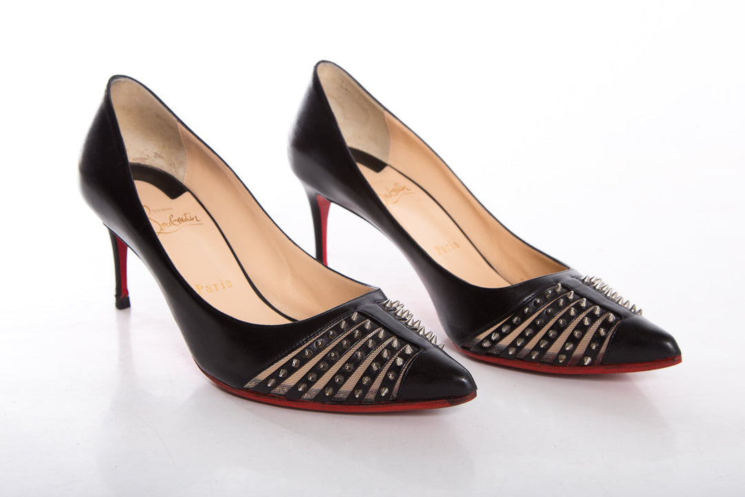 Christian Louboutin Black Studded Heels SZ 38