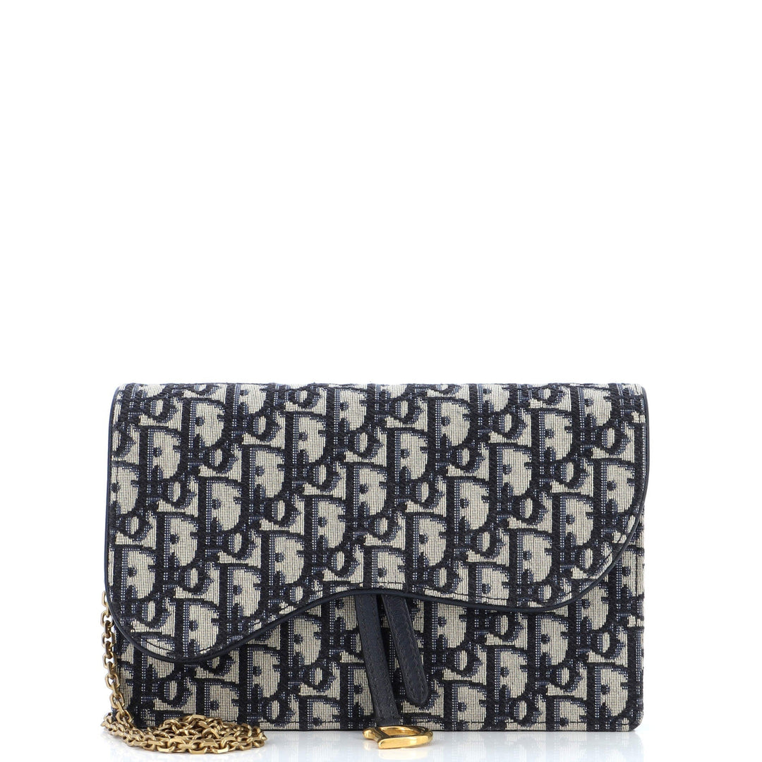 Top quality Dior Saddle Chain Clutch Oblique Canvas
