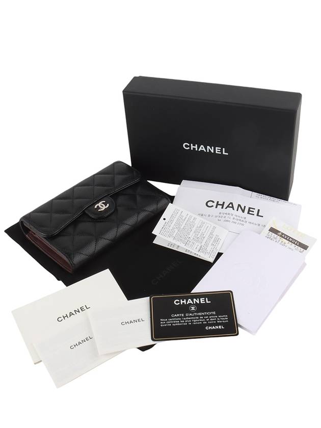 AP0232 Classic caviar silver CC logo medium wallet department store invoice 33714K Chanel