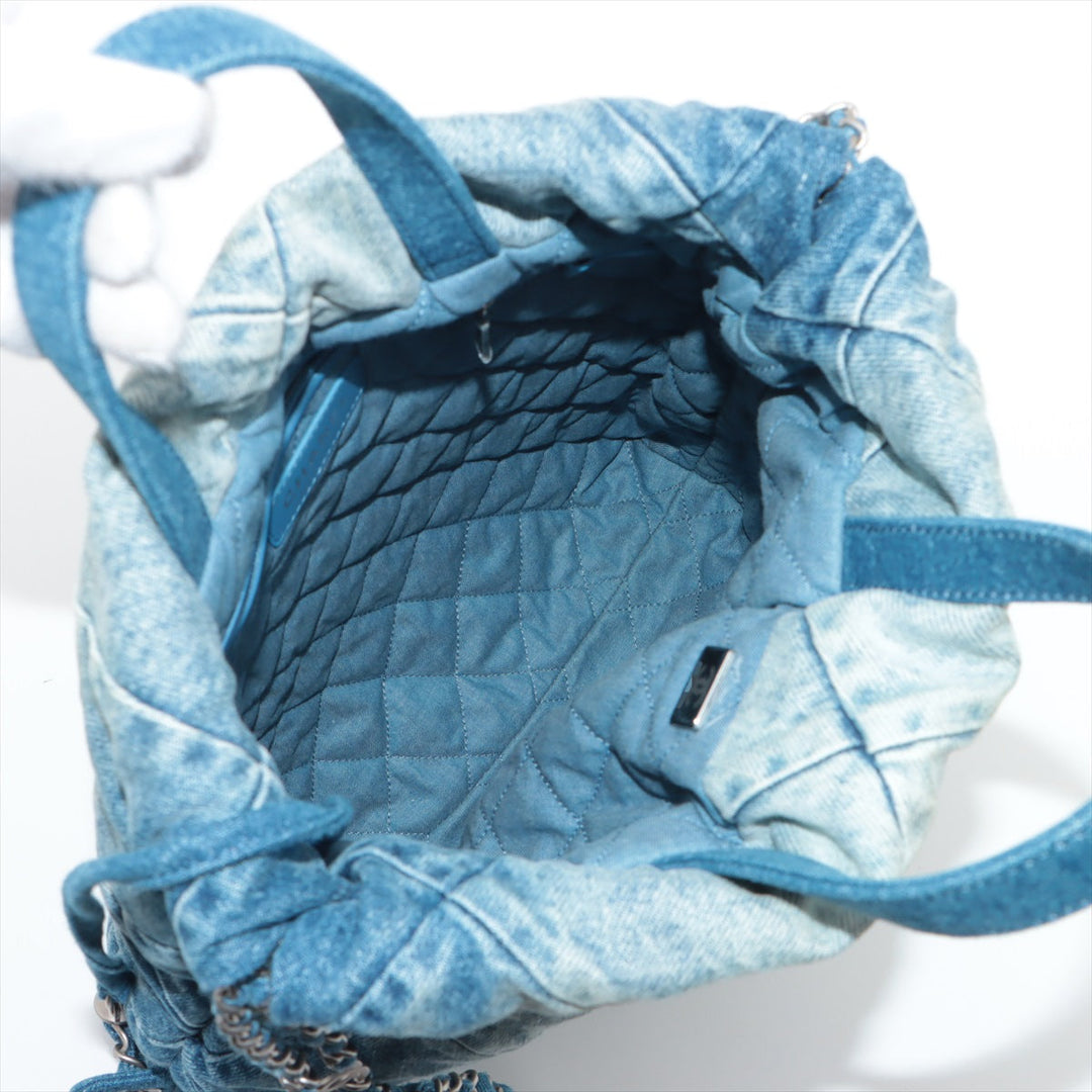 Top Quality Chanel 22 Backpack Denim Chainsaw Blue Silver  AS3859
