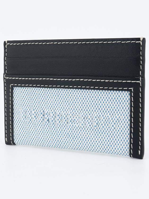 Burberry Debossed Logo Cotton Canvas Card Wallet Black Blue