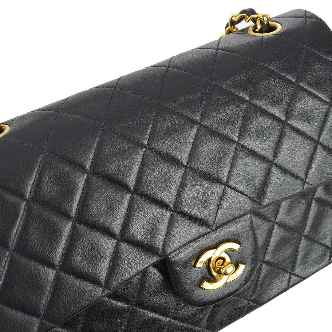 Top Quality Chanel 1991-1994 Classic Double Flap Medium Black Lambskin