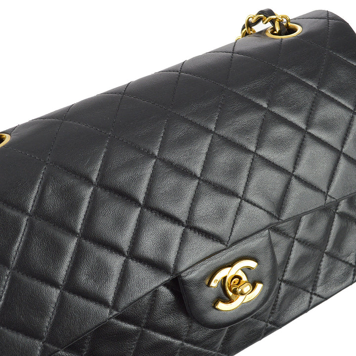 Top Quality Chanel 1991-1994 Classic Double Flap Medium Black Lambskin