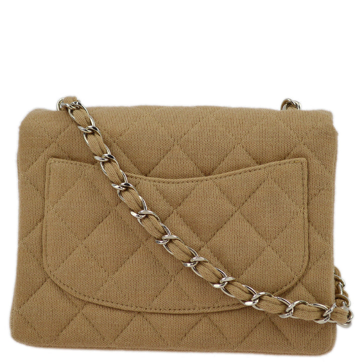 Top Quality Chanel Beige Cotton Mini Classic Square Flap Shoulder Bag 17