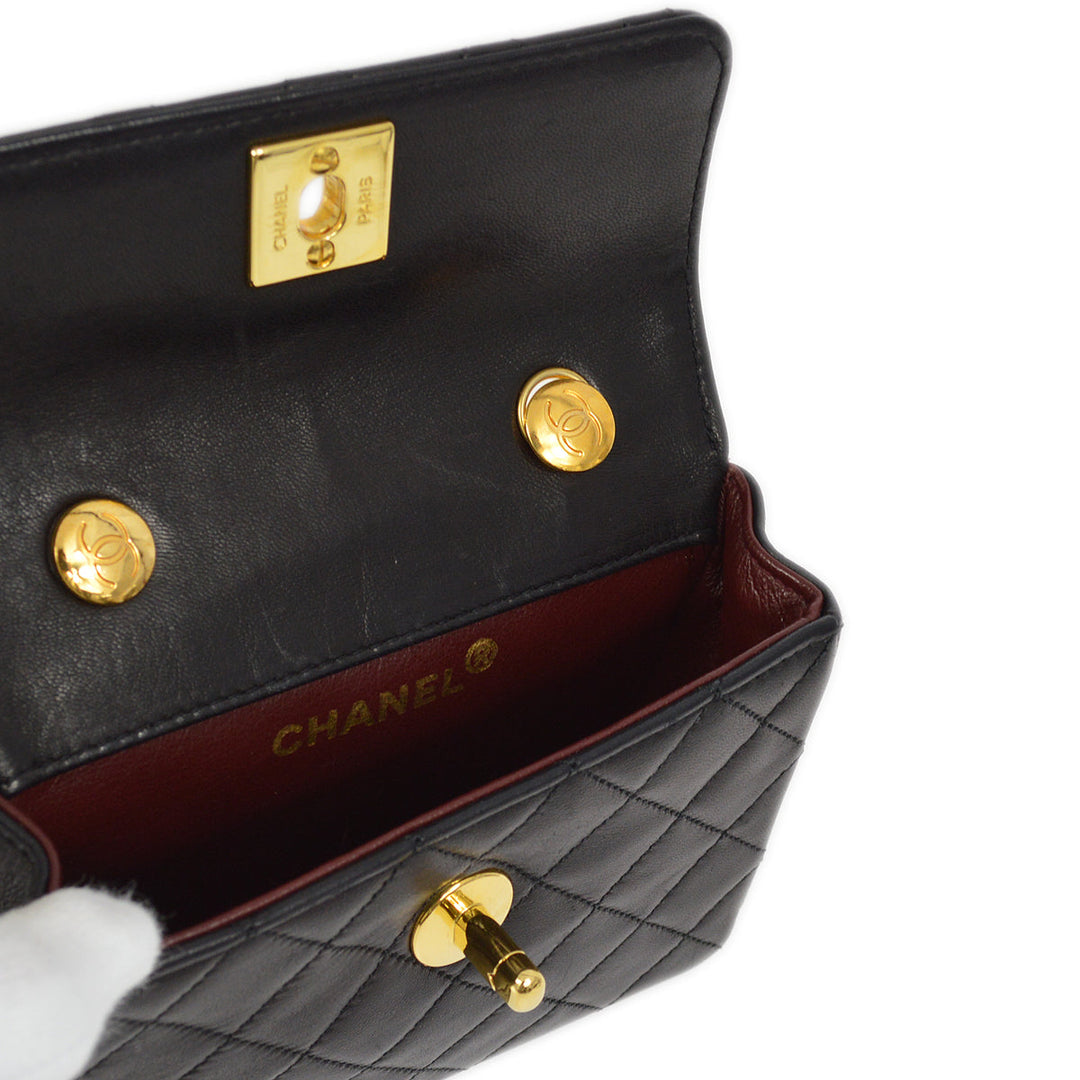 Top Quality Chanel Black Lambskin Straight Flap Chain Shoulder Bag