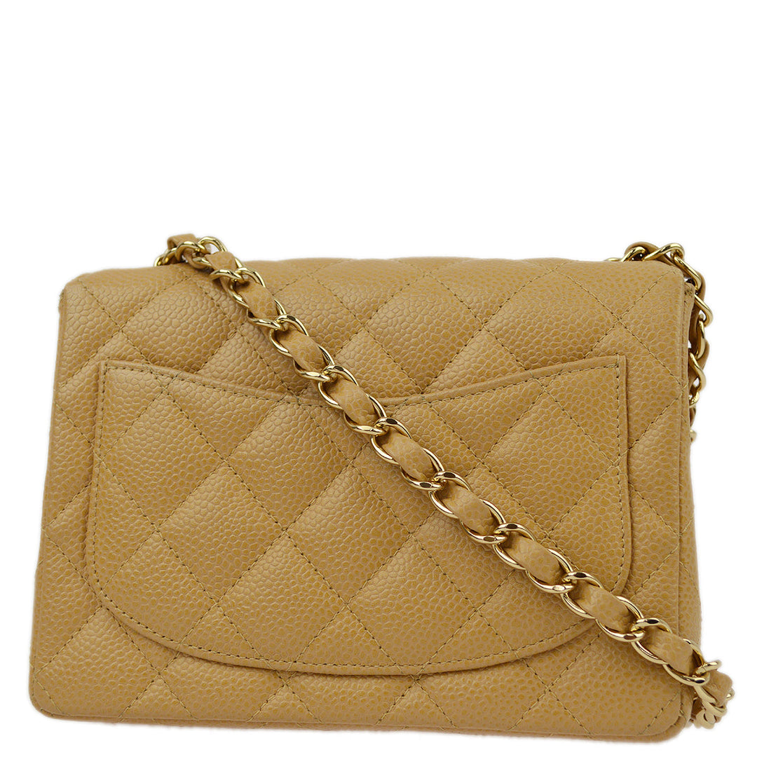 Top Quality Chanel Beige Caviar Mini Classic Square Flap Shoulder Bag 17