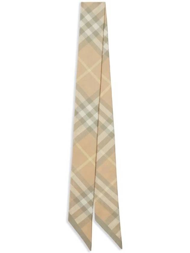 Burberry Skinny Check Silk Scarf Flax