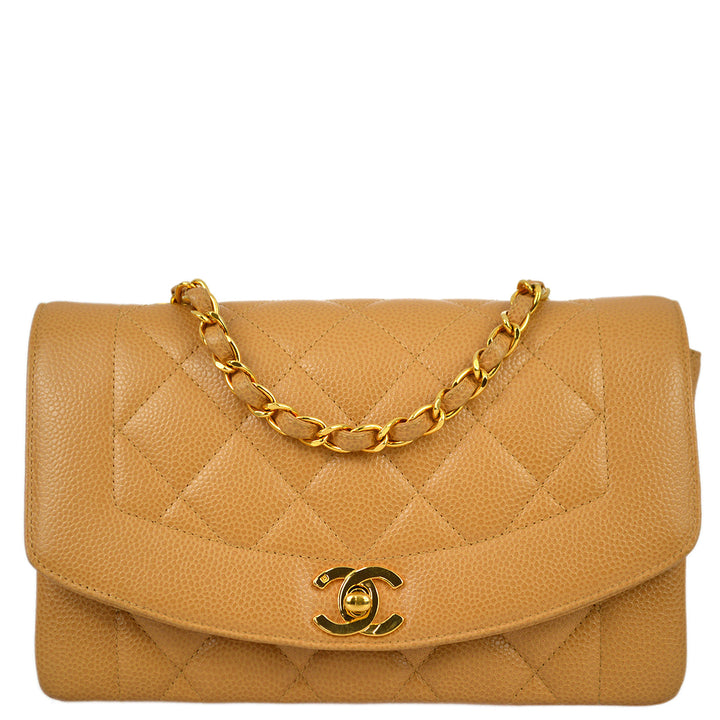 Top Quality Chanel Beige Caviar Small Diana Shoulder Bag