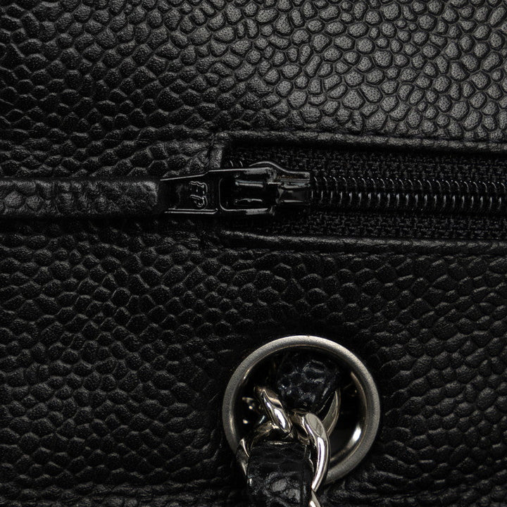 Top Quality Chanel Matrace 25 Cocomark Double Flap ilver  Chain Shoulder Bag Black Caviar S  CHANEL