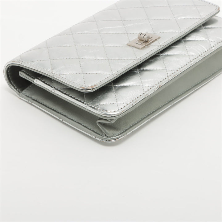 Top Quality Chanel 2.55 Leather Chain Wallet Silver Silver