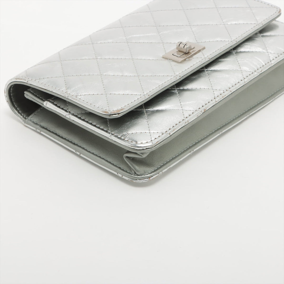 Top Quality Chanel 2.55 Leather Chain Wallet Silver Silver