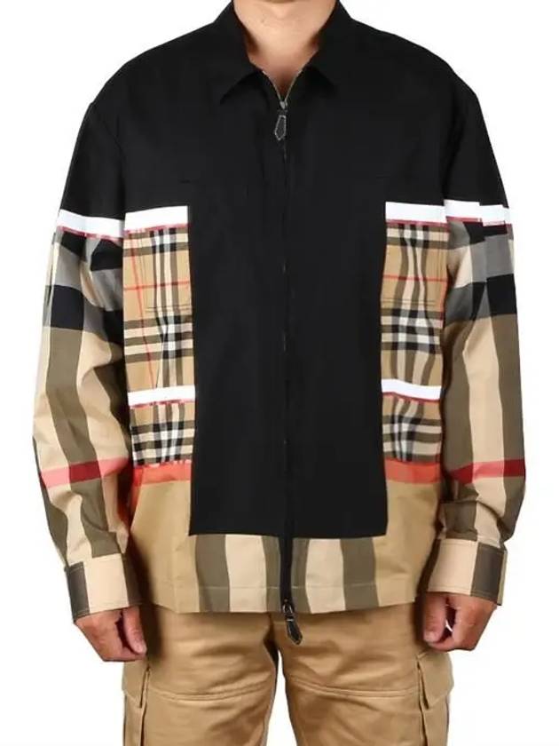 Burberry Hamel Oversized Zip-Up Jacket Black Beige