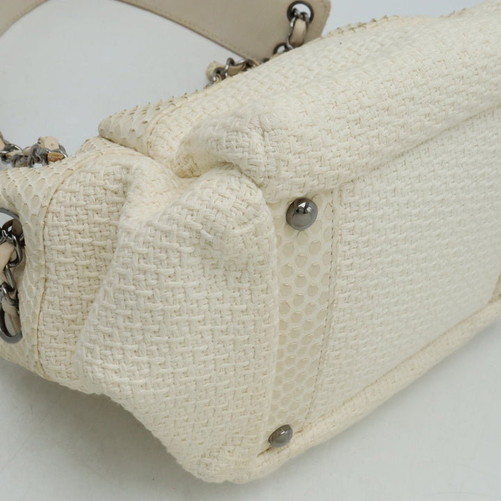 Top Quality Chanel Top Quality Chanel Cocomark Wrapped Chain Bag One-Shoulder Shoulder Bag Cotton Canvas Pearson Ivory White Blumin