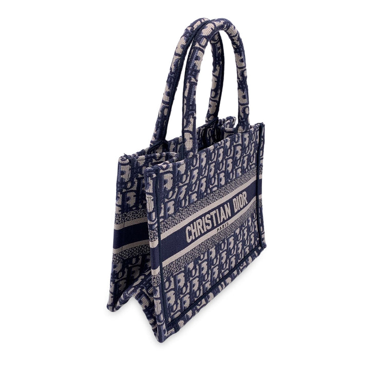 CHRISTIAN Top quality Dior Blue Oblique Canvas Small Book Tote Bag Handbag