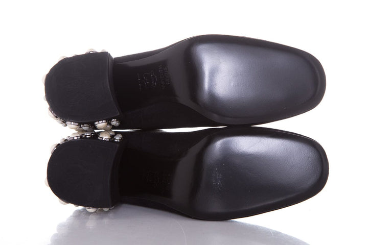 Stuart Weitzman Black Suede & Pearl Bacari Boots SZ 5.5