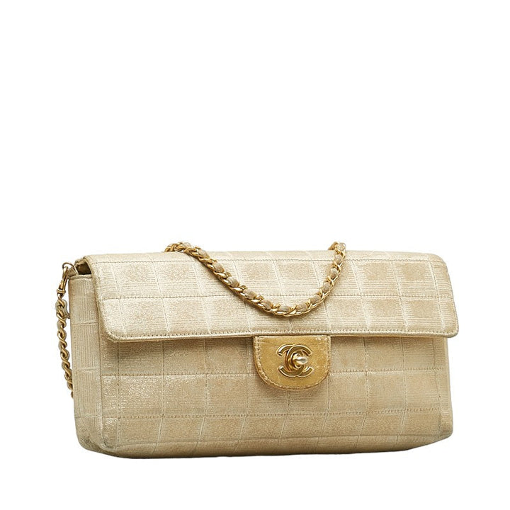 Top Quality Chanel Coco New Label Line Chain Shoulder Bag Beige Canvas Leather  Chanel