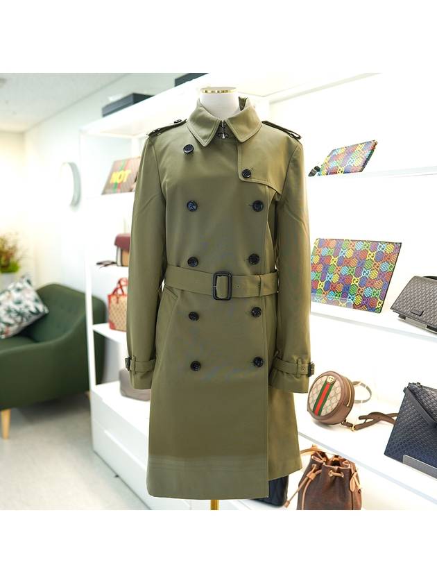 Burberry Harborne Long Trench Coat Khaki