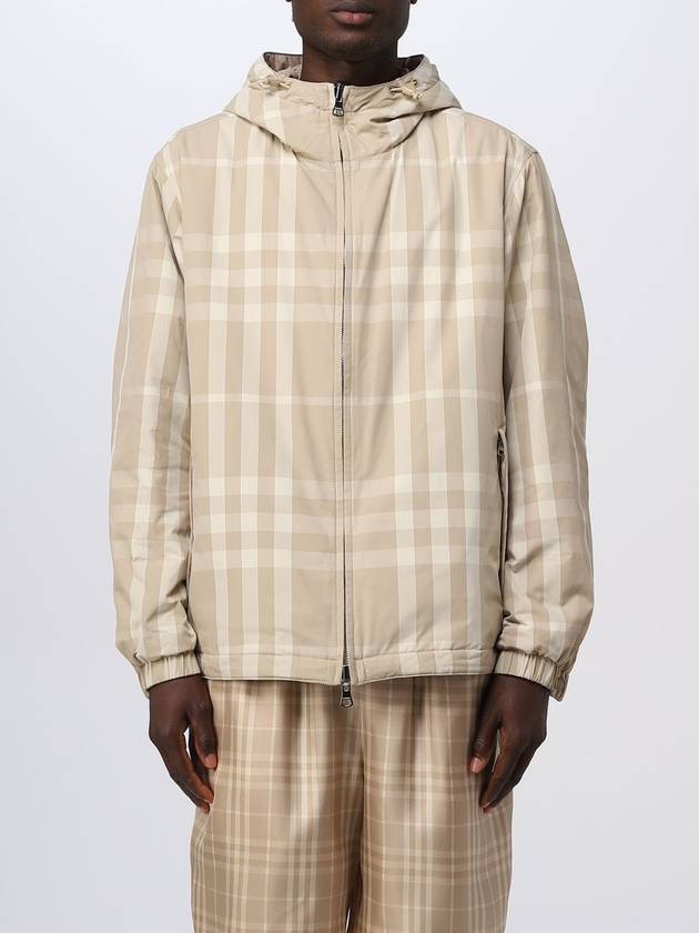 Burberry Check Nylon Reversible Hooded Jacket Soft Fawn