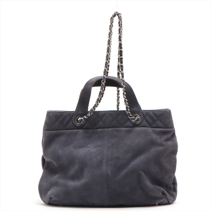 Top Quality Chanel Coco Suede 2WAY Handbag Pearl Silver  17th