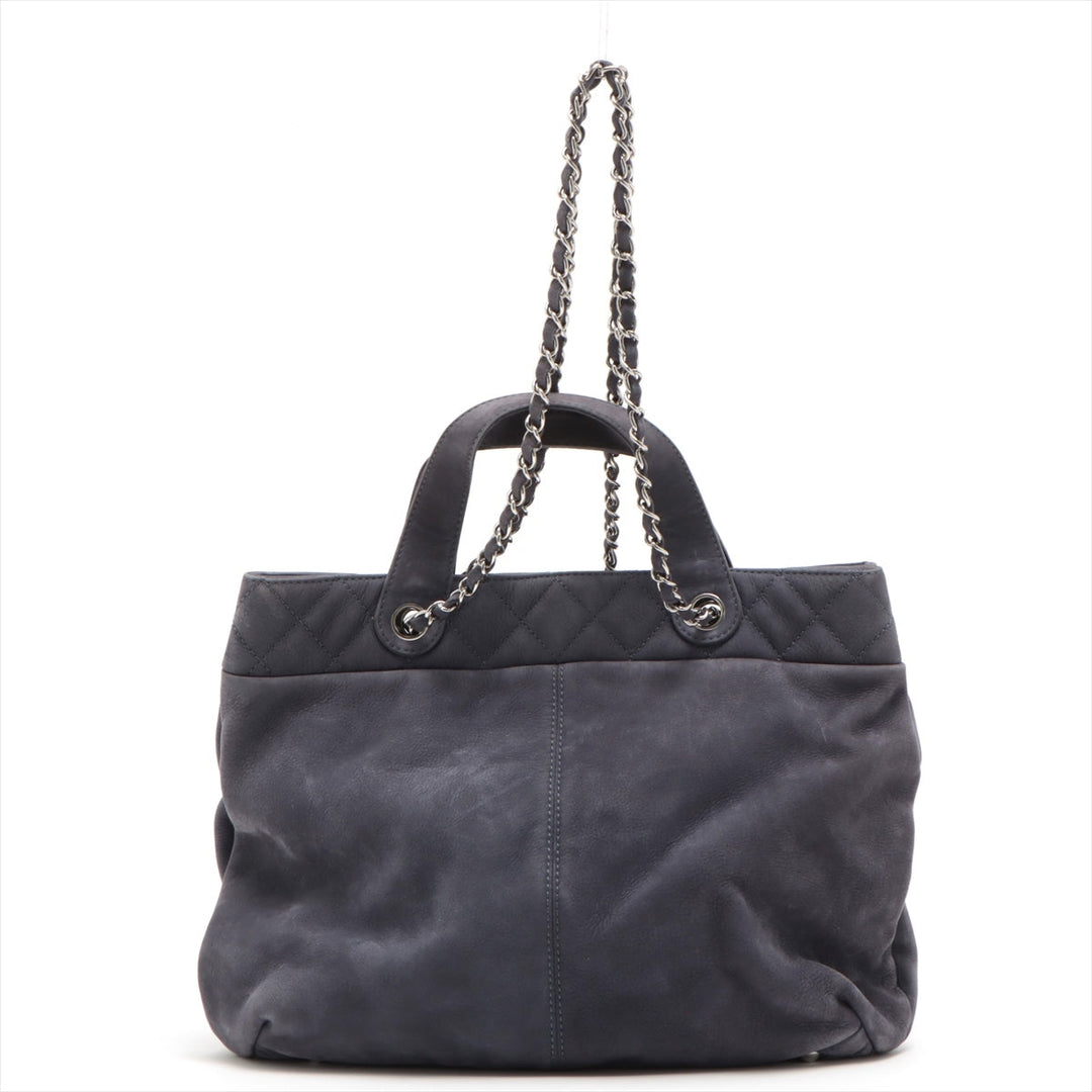 Top Quality Chanel Coco Suede 2WAY Handbag Pearl Silver  17th