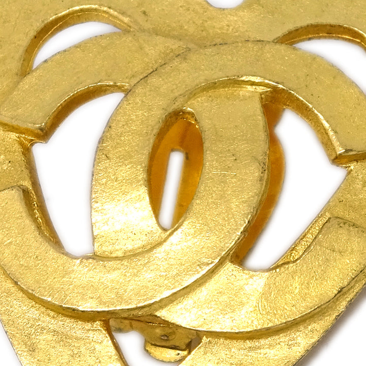 Top Quality Chanel Gold Heart Earrings Clip-On 95P