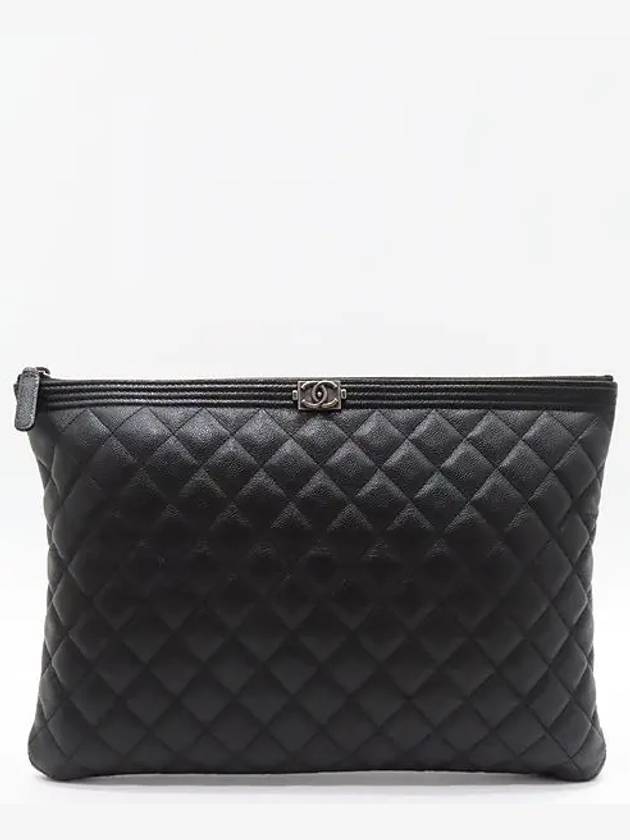 A84407 Boy silver metal large clutch Chanel