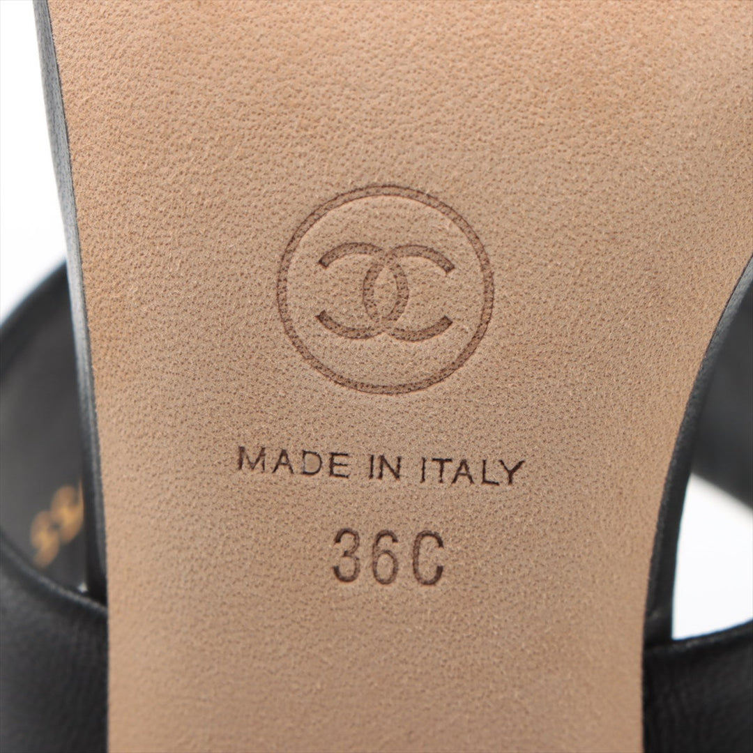 Top Quality Chanel Coco Leather Sandal 36C  Black G32755  Pearl Box  Bag
