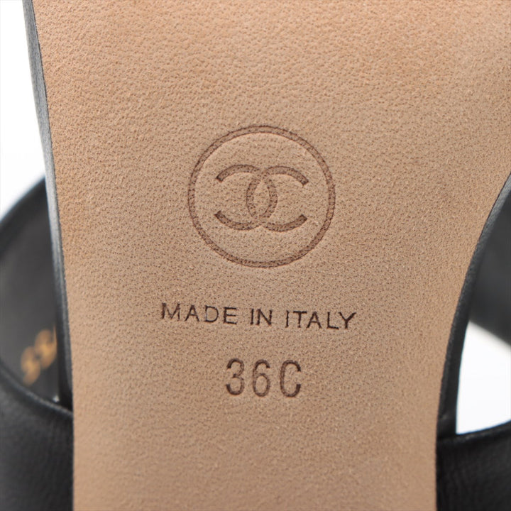 Top Quality Chanel Coco Leather Sandal 36C  Black G32755  Pearl Box  Bag