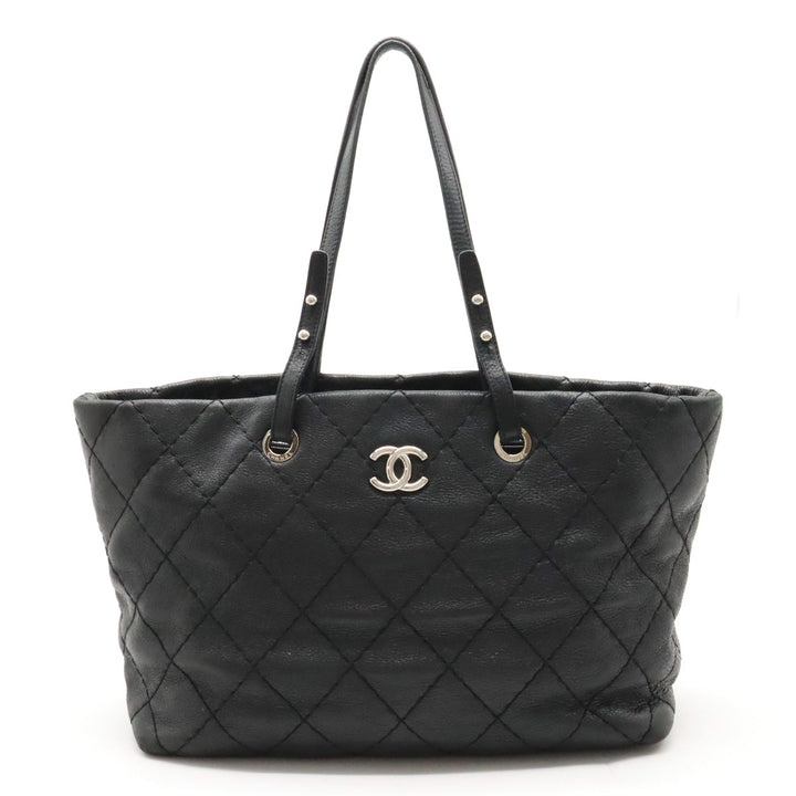 Top Quality Chanel Top Quality Chanel Onza Road Coco Tote Bag Shoulder Bag Shoulder Killing Leather Black Black Silver  A48019