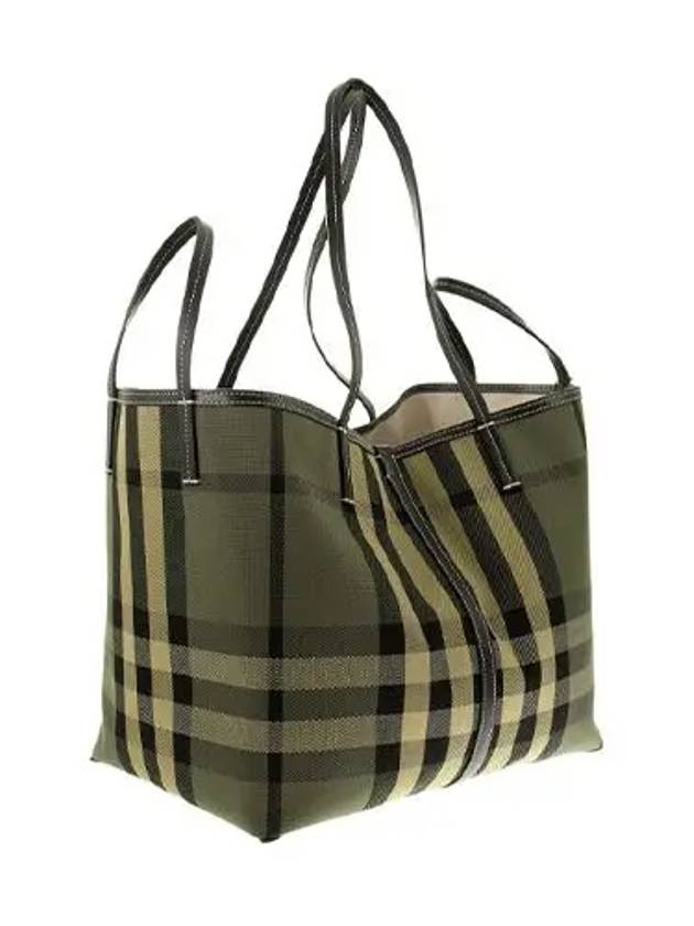 Burberry Check Canvas Beach Medium Tote Bag Green