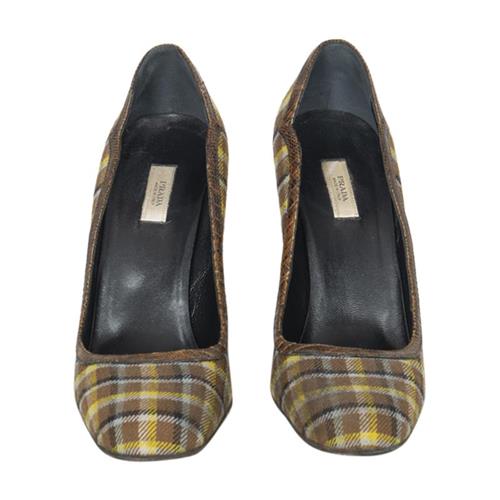 Prada Vintage Plaid Canvas Pumps