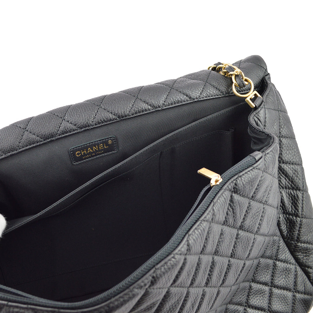Top Quality Chanel Black Calfskin XXL Single Flap Shoulder Bag