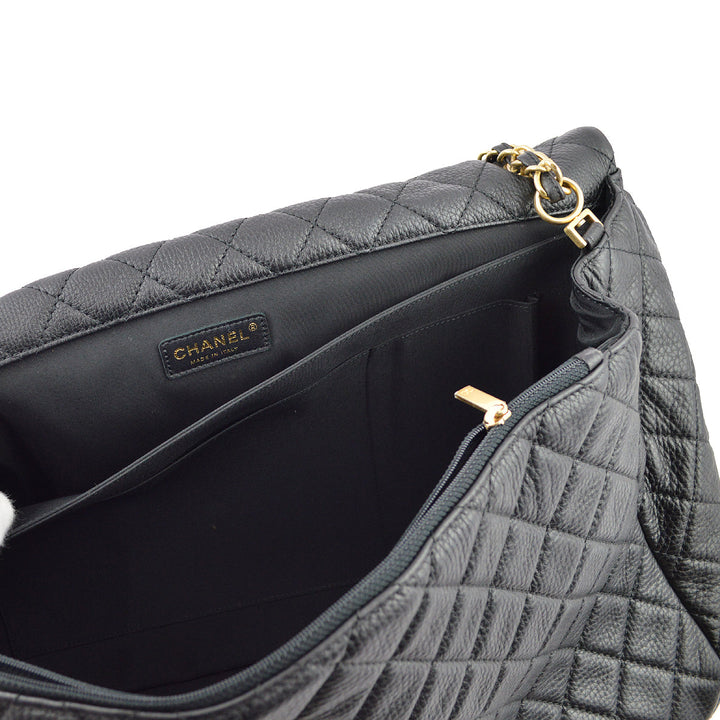 Top Quality Chanel Black Calfskin XXL Single Flap Shoulder Bag