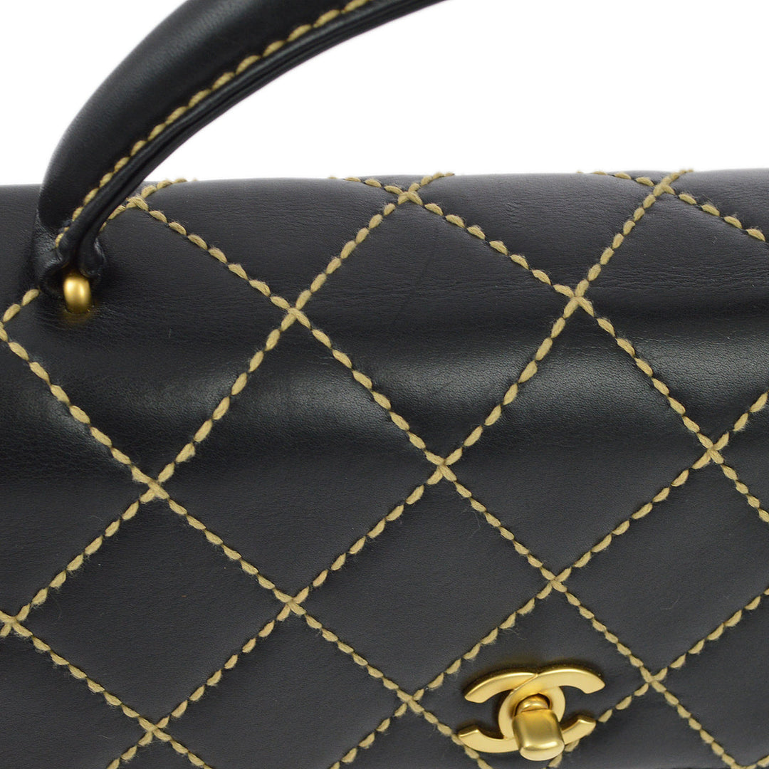 Top Quality Chanel Black Calfskin Wild Stitch Handbag
