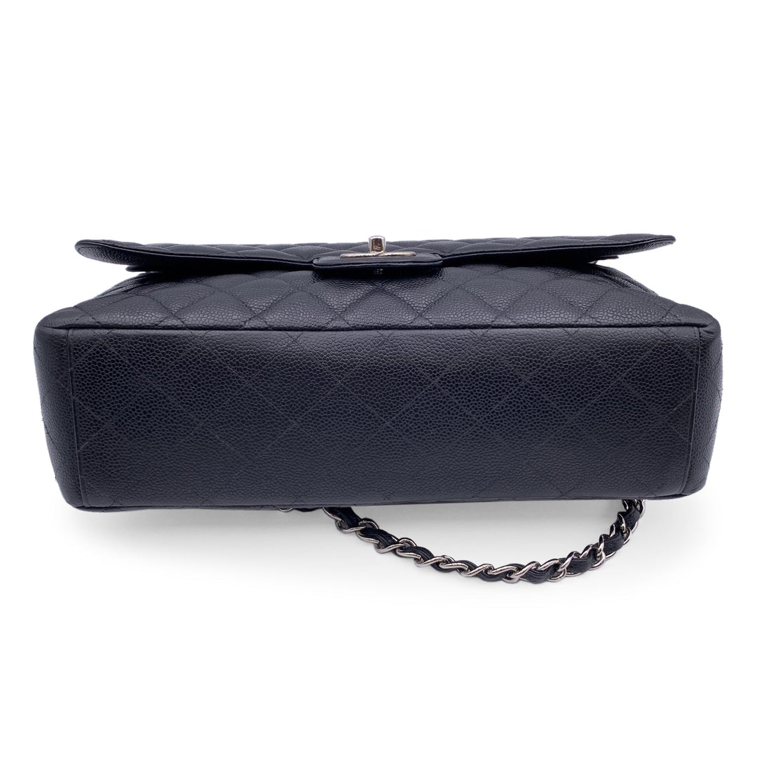 Chanel Black Quilted Caviar Maxi Timeless Classic 2.55 Double New Bag