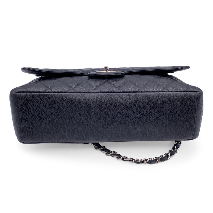 Chanel Black Quilted Caviar Maxi Timeless Classic 2.55 Double New Bag