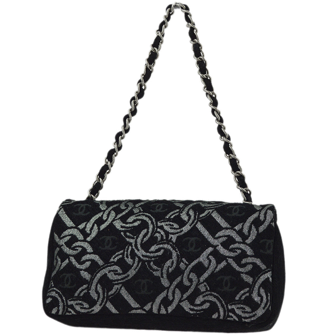 Top Quality Chanel Black Canvas Classic Single Flap Chain Handbag