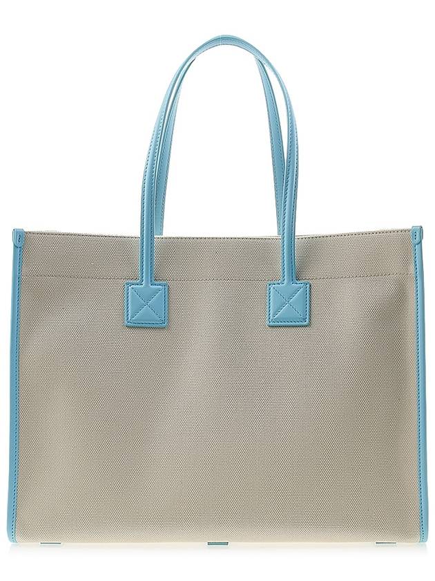 Burberry Freya Logo Print Medium Canvas Tote Bag Natural Blue