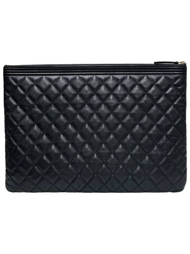 A84407 Cavier Skin Boy Vintage Gold Plated Large Clutch Chanel