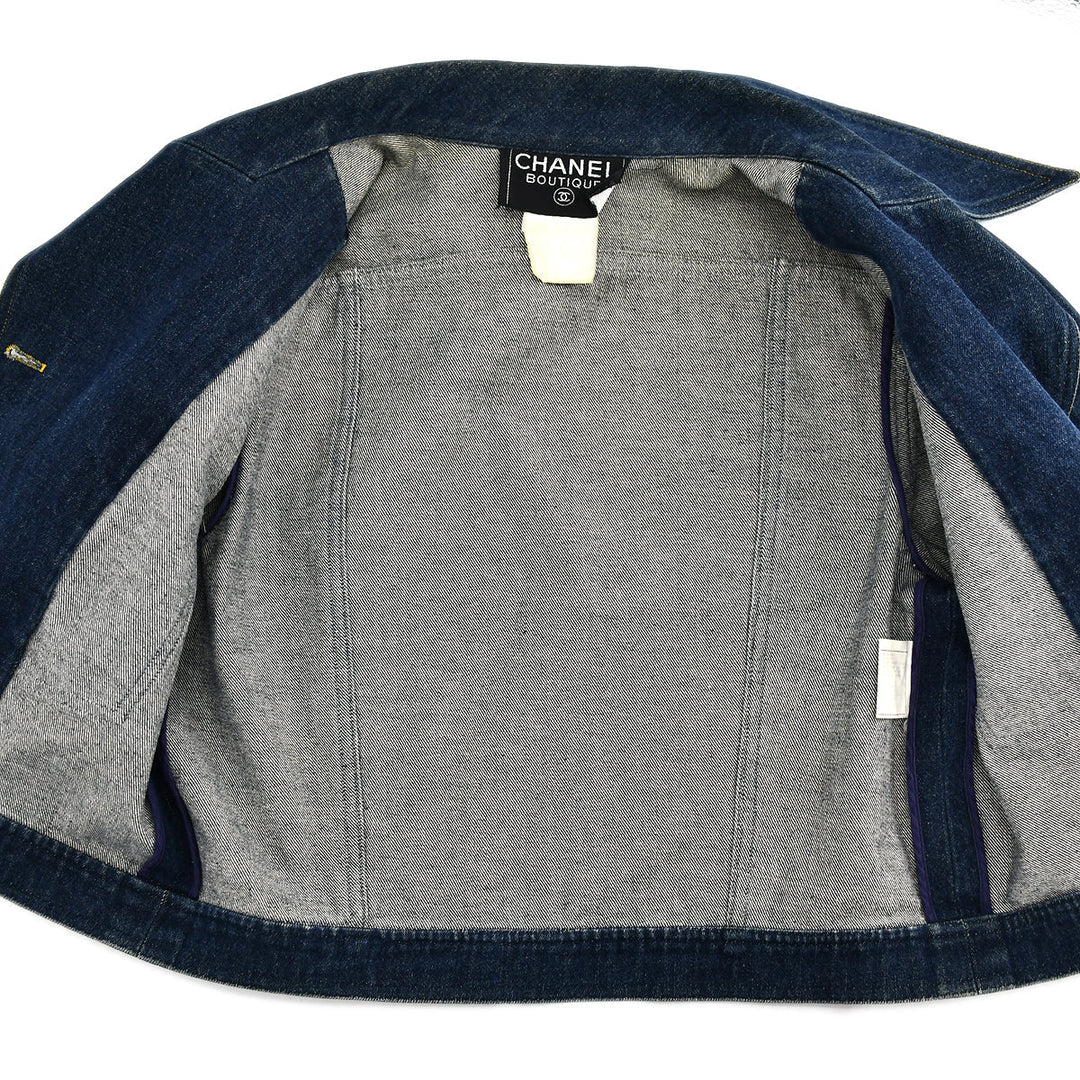 Top Quality Chanel Single Breasted Denim Jacket Indigo