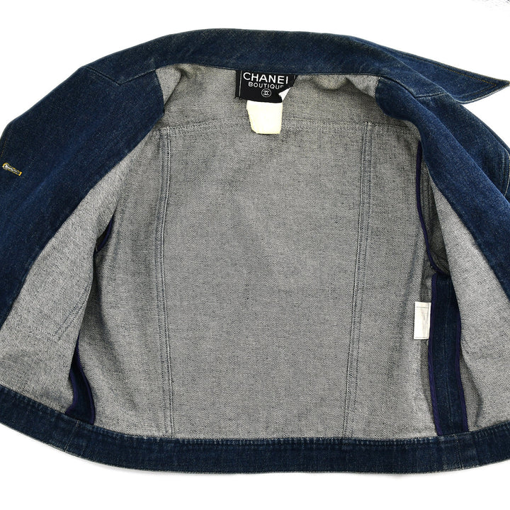 Top Quality Chanel Single Breasted Denim Jacket Indigo