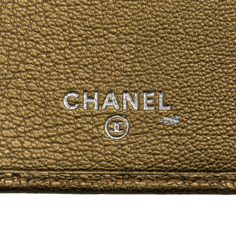 Top Quality Chanel Cocomark Three Folded Wallet Long Wallet Metal Curry Leather  CHANEL