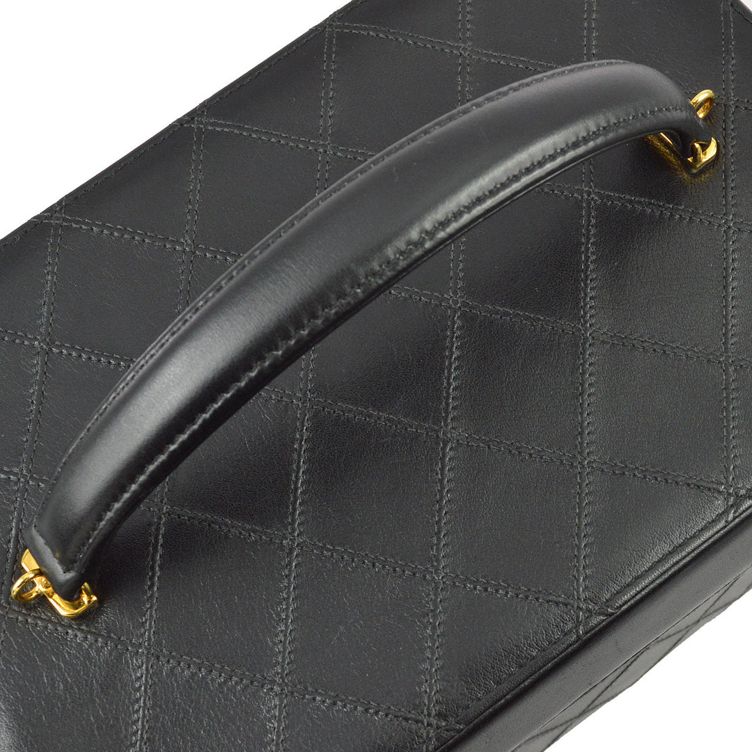 Top Quality Chanel 1994-1996 Black Lambskin Bicolore Vanity 2way Handbag