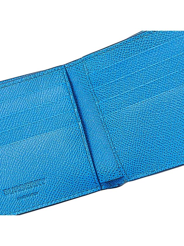 Burberry TB Logo Bifold Grainy Leather Half Wallet Vivid Blue
