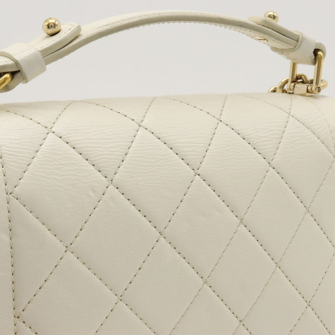 Top Quality Chanel Mattress Top Handle Handbag 2WAY Chain Shoulder Bag Leather Ivory White Gold  Black / Blue / Blue