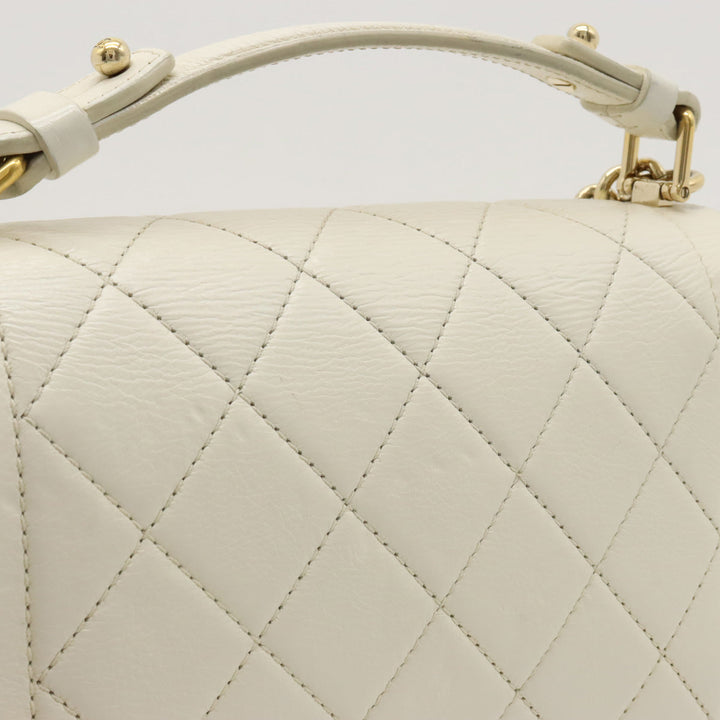 Top Quality Chanel Mattress Top Handle Handbag 2WAY Chain Shoulder Bag Leather Ivory White Gold  Black / Blue / Blue