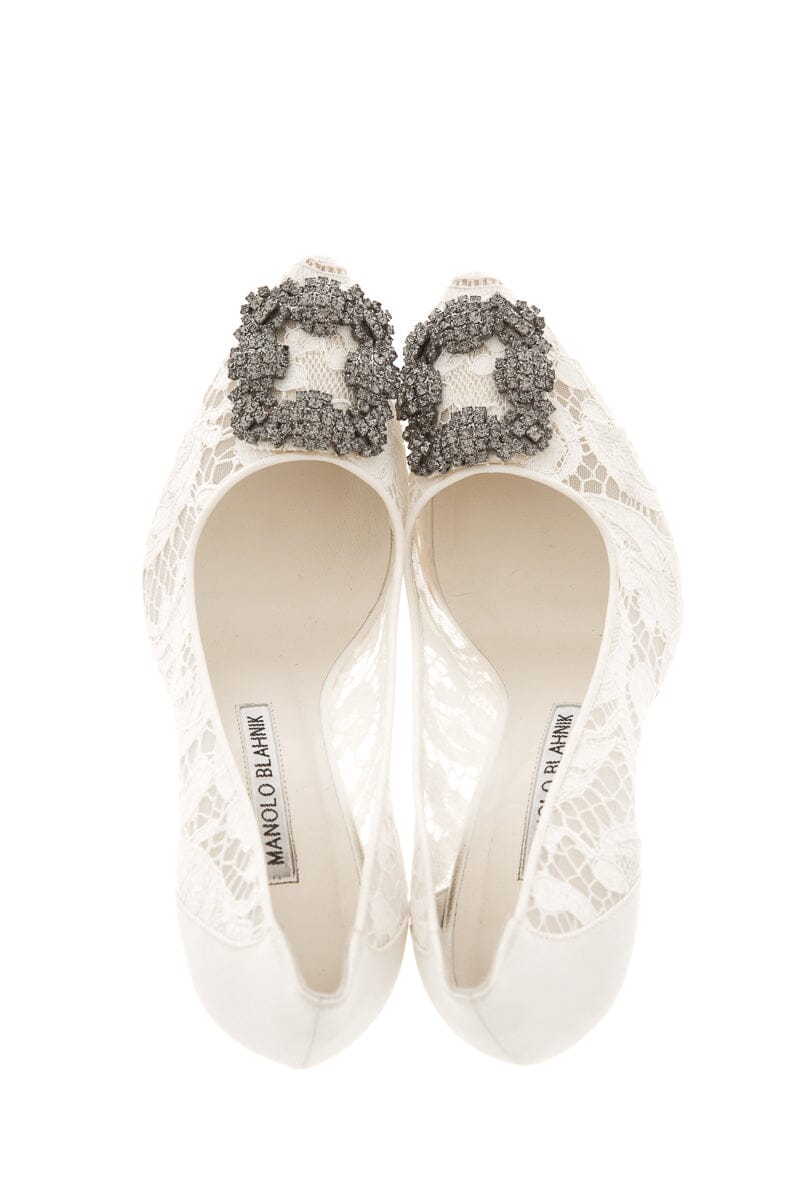 Manolo Blahnik White Lace Heel SZ 36