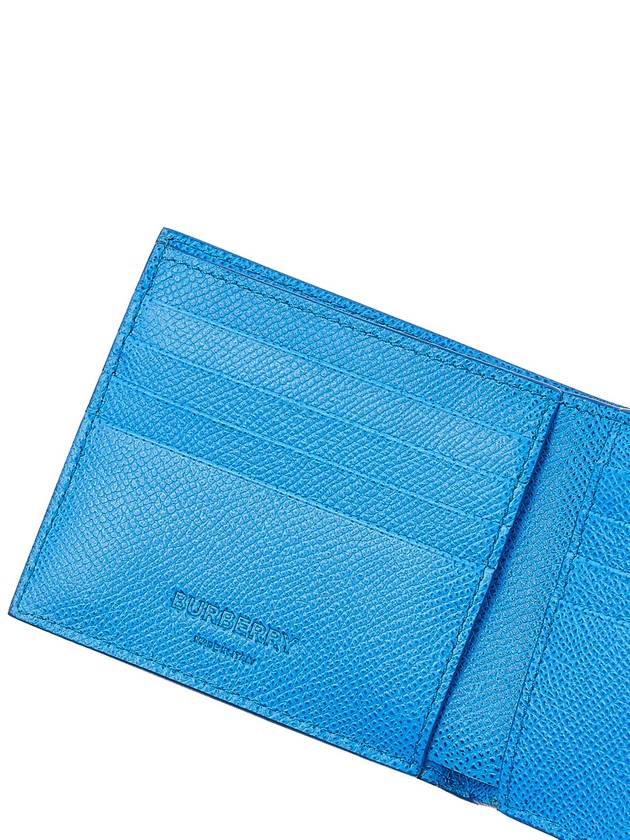 Burberry TB Logo Bifold Grainy Leather Half Wallet Vivid Blue