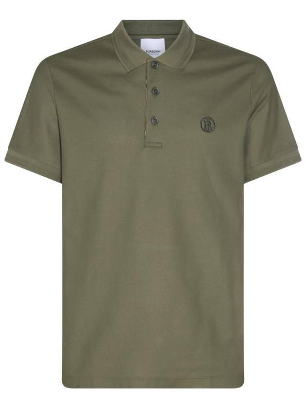 Burberry Logo Embroidery Cotton Polo Shirt Green
