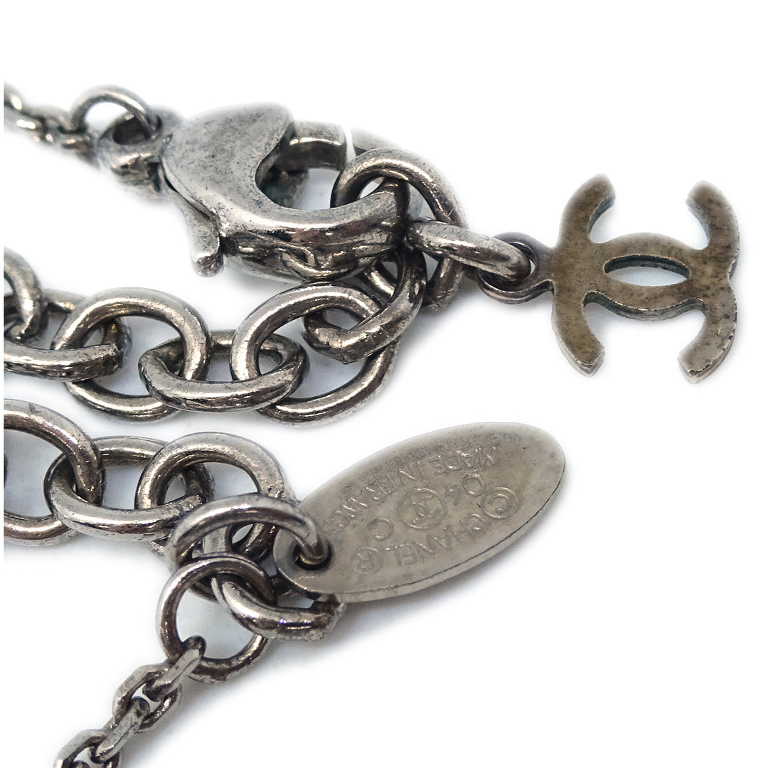 Top Quality Chanel Star Chain Necklace Pendant Silver White 04C